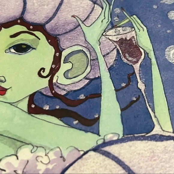 Artisan Signed Framed Bubble Bath Girl in Shell Artwork - Picture 11 of 14